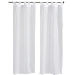 Vitrage passe tringle x2 blanc uni 60x90cm
