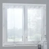 Vitrage à pattes voile uni blanc finition pointe pompon 60x90 cm x2 < Gifi Discount