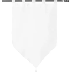 Vitrage à pattes voile uni blanc finition pointe pompon 60x90 cm x2 < Gifi Discount