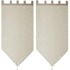 Vitrage à pattes voile uni taupe finition pointe pompon 60x120 cm x2 < Gifi New