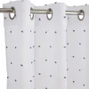 Voilage blanc avec pompons bleus 100% polyester 140x240cm