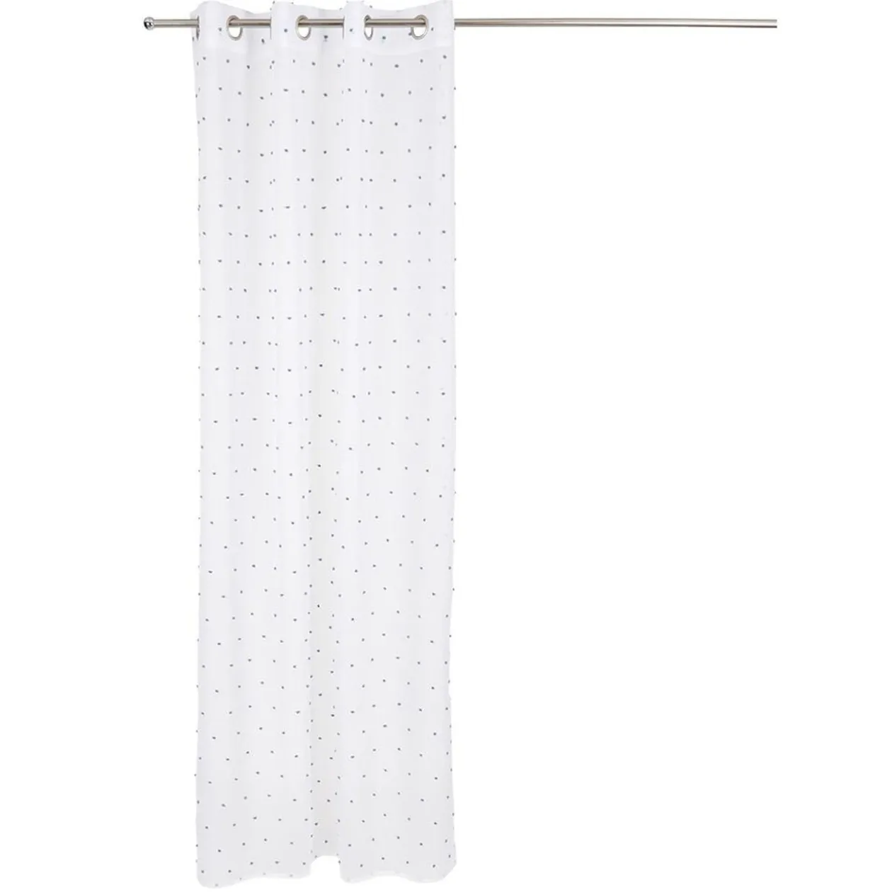 Voilage blanc avec pompons bleus 100% polyester 140x240cm