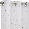 Voilage blanc avec pompons jaunes 100% polyester 140x240cm
