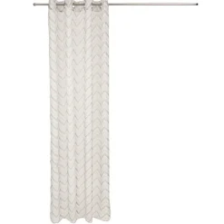 Voilage à oeillets beige imprimé chevrons 100% polyester 140x240cm < Gifi Discount