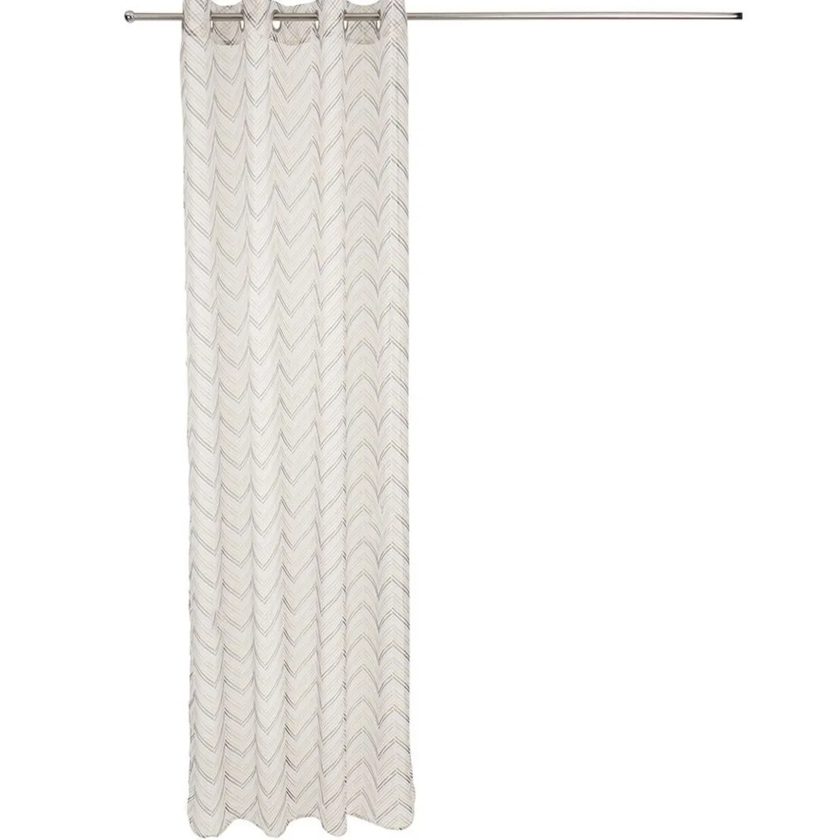 Voilage à oeillets beige imprimé chevrons 100% polyester 140x240cm < Gifi Discount