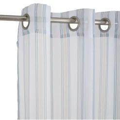 Voilage à oeillets imprimé bayadère bleu blanc 100% polyester 140x240cm < Gifi Hot