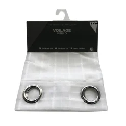 Voilage à oeillets imprimé quadrillage
