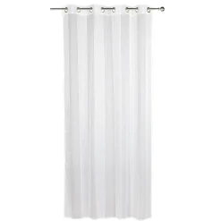 Voilage à oeillets jacquard bande verticale blanc
