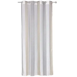 Voilage à oeillets jacquard blanc bande verticales gris et taupe