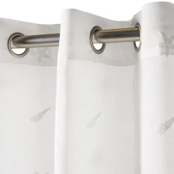 Voilage à oeillets 140x240cm blanc avec broderies thème marin < Gifi Online