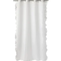 Voilage à oeillets 140x240cm contour à volant polyester blanc