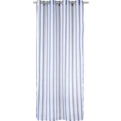 Voilage à oeillets 140x240cm polyester bayadère rayures blanc et bleu < Gifi Hot