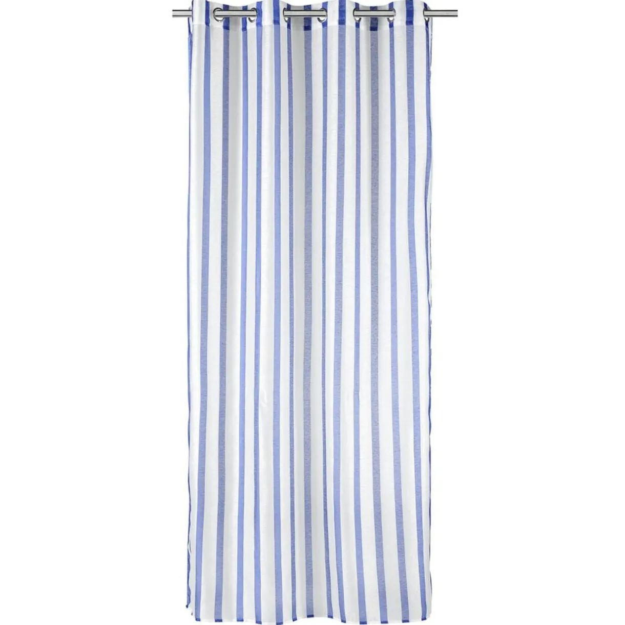 Voilage à oeillets 140x240cm polyester bayadère rayures blanc et bleu < Gifi Hot