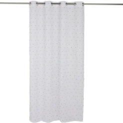 Voilage polyester à pompon 140x240cm blanc et orange < Gifi Clearance