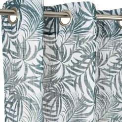 Voilage polyester 140x240cm imprimé feuillage blanc et vert