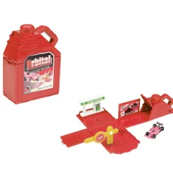 Voiture de course avec lanceur effet catapulte forme bidon d'huile (3 modèles)